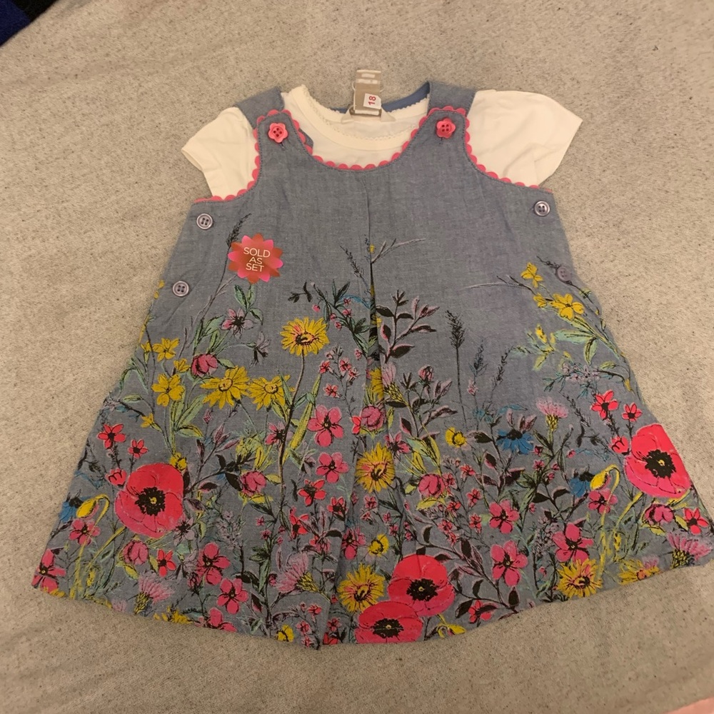 Monsoon baby girls 3-6 months matching set dress